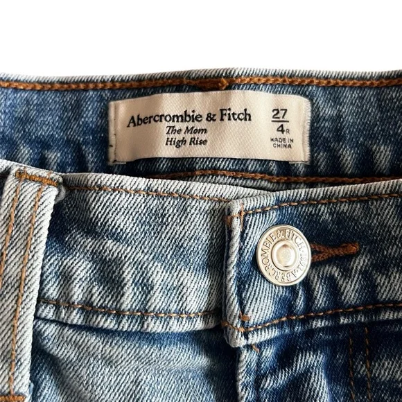 Abercrombie & Fitch Mom Jeans High Rise Size 4 Regular 27 Two Tone Denim - Picture 8 of 9